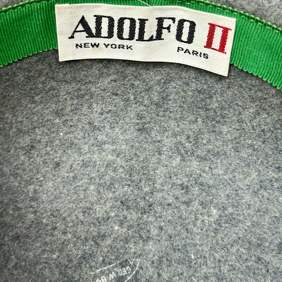 Vintage Adolfo II Gray Wool Felt Hat with Bow Accent Small/Medium Fit - Picture 3 of 9